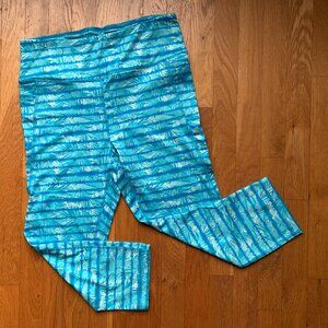 NWOT Avia Leggings Womens Size X-Large Aqua Stripe